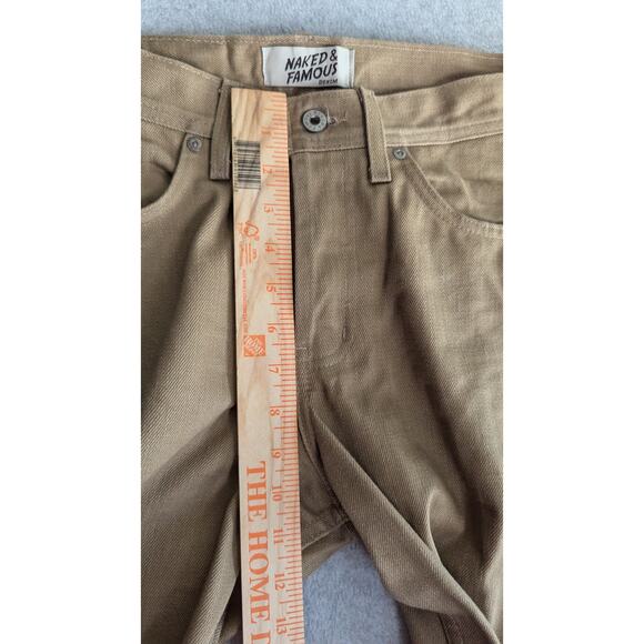 Naked & Famous Men Jeans Size 31x27 Weird Guy Beige Selvedge Chino Button Fly - Picture 12 of 14